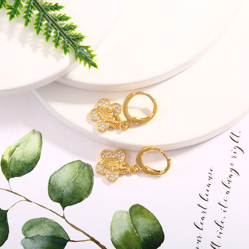 Wholesale Oil Drops Heart Flowers Copper Earrings